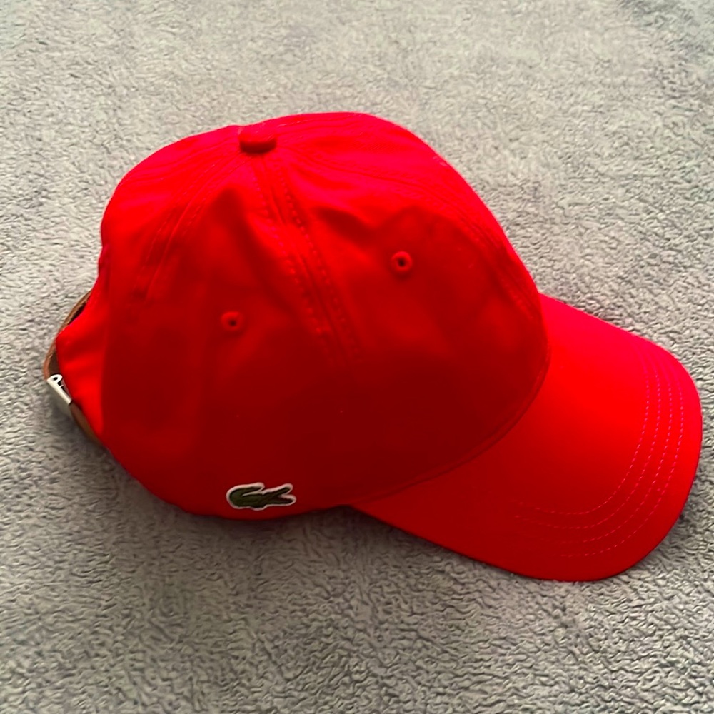 Red lacoste baseball cap